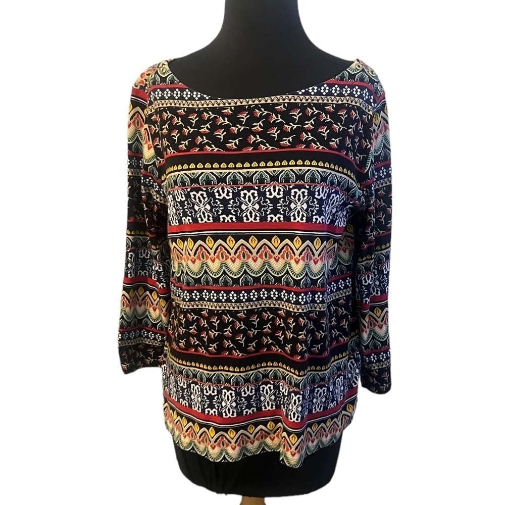 Rafaela Grommet‎ Women's Tunic Blouse 3/4 Sleeve, Size Large